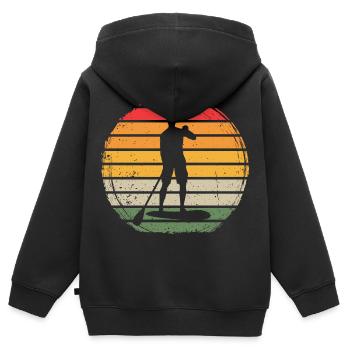 Paddle Board Vintage - Sweat Premium à capuche zippé enfant bio - noir - Dos - AI Model Kid Male (0cm)