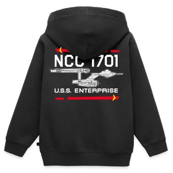 Star Trek The Original Series NCC-1701 - Sweat Premium à capuche zippé enfant bio - noir - Dos - AI Model Kid Male (0cm)