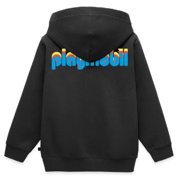 Playmobil Logo Classique Couleurs Pastel - Sweat Premium à capuche zippé enfant bio - noir - Dos - AI Model Kid Male (0cm)