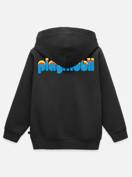 Playmobil Classic Logo Colores Pastel - Sudadera Premium con capucha y cremallera infantil orgánica - negro