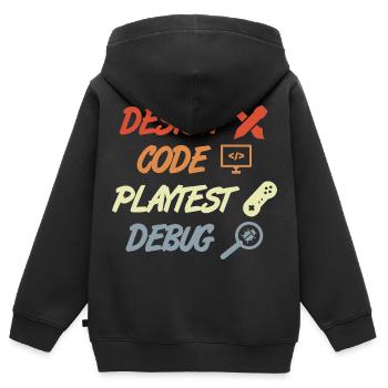 Spielentwicklung Prozess - Kinder Premium Organic Zip Hoodie - Schwarz - Hinten - AI Model Kid Male (0cm)
