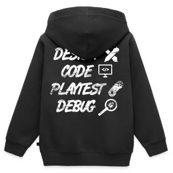 Programmation de jeux - Sweat Premium à capuche zippé enfant bio - noir - Dos - AI Model Kid Male (0cm)