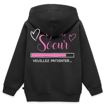 La Grande Soeur De Mon Coeur - Sweat Premium à capuche zippé enfant bio - noir - Dos - AI Model Kid Male (0cm)