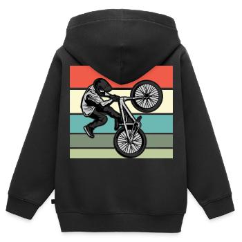 BMX Rider Vintage Retro Hobby Sport Bike Chemise - Sweat Premium à capuche zippé enfant bio - noir - Dos - AI Model Kid Male (0cm)