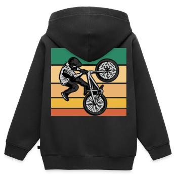 BMX Rider Vintage Retro Skater Bike Kids - Sweat Premium à capuche zippé enfant bio - noir - Dos - AI Model Kid Male (0cm)