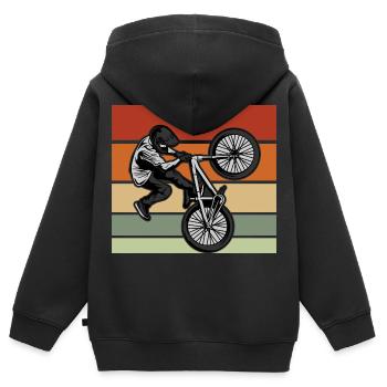 BMX Chemise Enfants Vélo - Sweat Premium à capuche zippé enfant bio - noir - Dos - AI Model Kid Male (0cm)