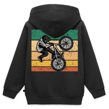 Rider BMX | Vélo BMX | Vélo BMX pour enfants - Sweat Premium à capuche zippé enfant bio - noir - Dos - AI Model Kid Male (0cm)
