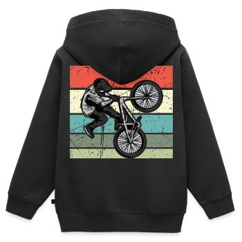 BMX Accessoires Enfants Vélo Rétro - Sweat Premium à capuche zippé enfant bio - noir - Dos - AI Model Kid Male (0cm)