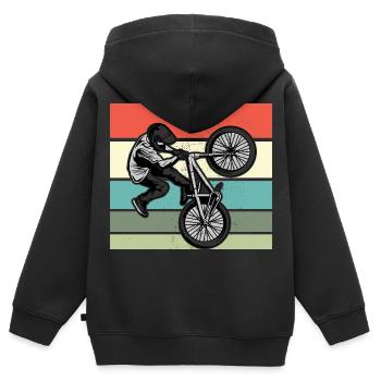 BMX Kids Shirt Vélo - Sweat Premium à capuche zippé enfant bio - noir - Dos - AI Model Kid Male (0cm)