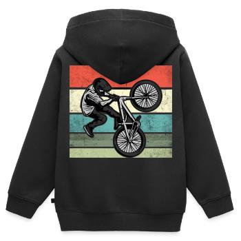 Enfants BMX Chemise Vélo Adolescent Skater - Sweat Premium à capuche zippé enfant bio - noir - Dos - AI Model Kid Male (0cm)