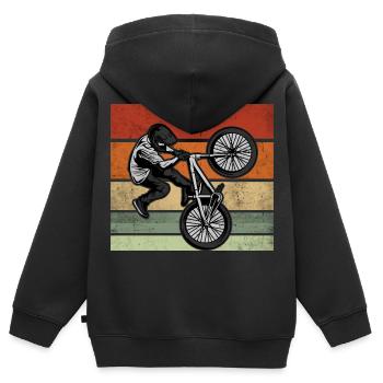 BMX Kids Shirt Vélo - Sweat Premium à capuche zippé enfant bio - noir - Dos - AI Model Kid Male (0cm)