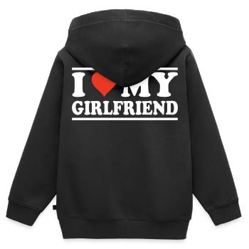 I Love my Girlfriend - Kinder Premium Organic Zip Hoodie - Schwarz - Hinten - AI Model Kid Male (0cm)