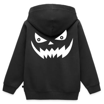 Grimace d’Halloween blanc - Sweat Premium à capuche zippé enfant bio - noir - Dos - AI Model Kid Male (0cm)
