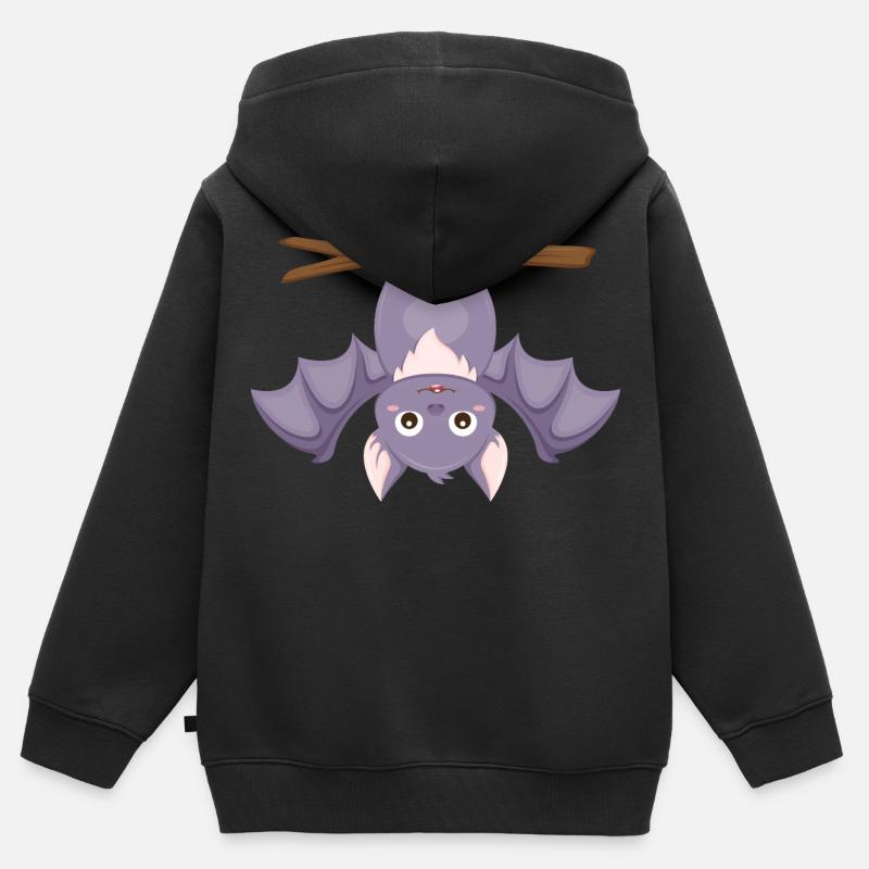 Chauve-souris - Sweat Premium à capuche zippé enfant bio - noir
