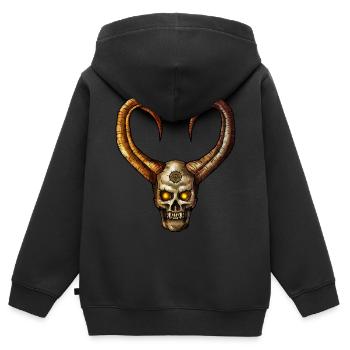 Teufel Schädel 4 - Kinder Premium Organic Zip Hoodie - Schwarz - Hinten - AI Model Kid Male (0cm)