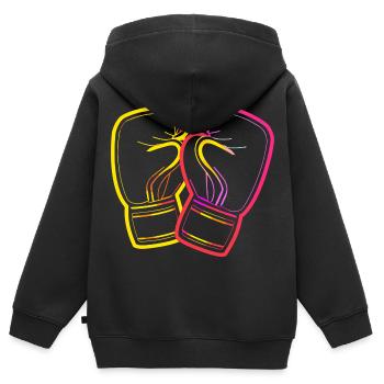 Boxhandschuhe Zeichnung - Kinder Premium Organic Zip Hoodie - Schwarz - Hinten - AI Model Kid Male (0cm)
