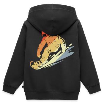 Snowboarder style rétro - Sweat Premium à capuche zippé enfant bio - noir - Dos - AI Model Kid Male (0cm)
