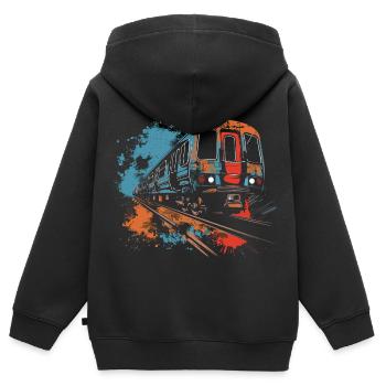 Chemin de fer - Sweat Premium à capuche zippé enfant bio - noir - Dos - AI Model Kid Male (0cm)