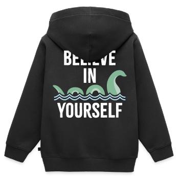 Croyez en vous - Sweat Premium à capuche zippé enfant bio - noir - Dos - AI Model Kid Male (0cm)