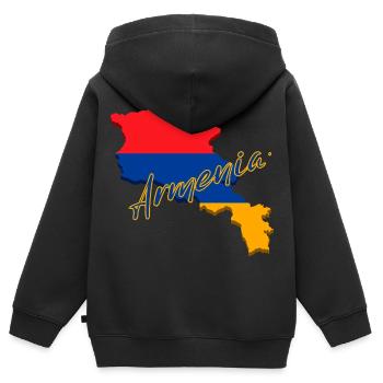 Karte von Armenien, Flagge Armeniens - Kinder Premium Organic Zip Hoodie - Schwarz - Hinten - AI Model Kid Male (0cm)