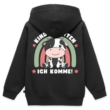 Kindergarten Ich Komme! Kuh - Kinder Premium Organic Zip Hoodie - Schwarz - Hinten - AI Model Kid Male (0cm)