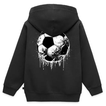 Fußball-Ball-Soccer - Kinder Premium Organic Zip Hoodie - Schwarz - Hinten - AI Model Kid Male (0cm)