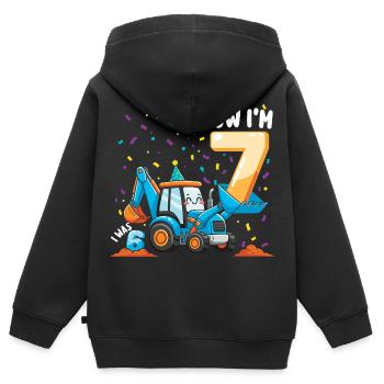 Six Seven Construction 7 Years Birthday - Kids Premium Organic Zip-up Hoodie - black - Back - AI Model Kid Male (0cm)