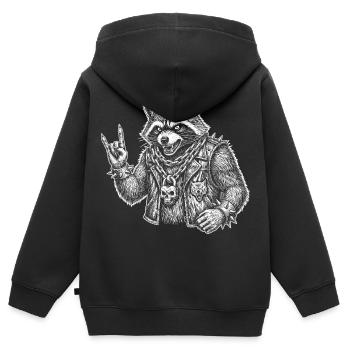 Retro Waschbär Rock Musik Geschenk Lustig - Kinder Premium Organic Zip Hoodie - Schwarz - Hinten - AI Model Kid Male (0cm)