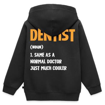 Zahnarzt Humor Typografie - Kinder Premium Organic Zip Hoodie - Schwarz - Hinten - AI Model Kid Male (0cm)