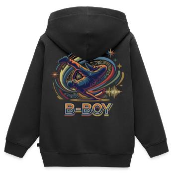 Breakdance B-Boy Hip Hop Streetdance - Kinder Premium Organic Zip Hoodie - Schwarz - Hinten - AI Model Kid Male (0cm)