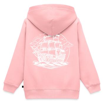 Piratenschiff - Kinder Premium Organic Zip Hoodie - Rosa - Hinten - AI Model Kid Female (0cm)