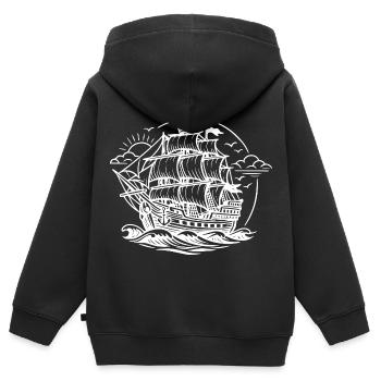 Piratenschiff - Kinder Premium Organic Zip Hoodie - Schwarz - Hinten - AI Model Kid Male (0cm)