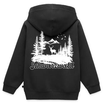 Schwarzwald Hirsch Natur Wander Motiv - Kinder Premium Organic Zip Hoodie - Schwarz - Hinten - AI Model Kid Male (0cm)