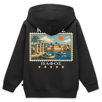 Zypern Paphos Vintage Reisemarke - Kinder Premium Organic Zip Hoodie - Schwarz - Hinten - AI Model Kid Male (0cm)