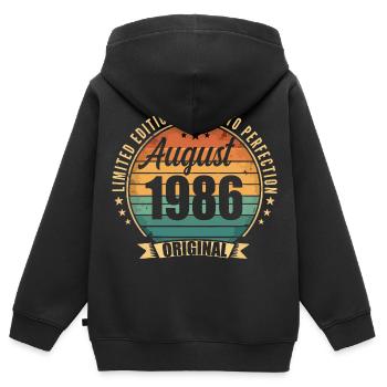 Vintage August 1986 Jubiläums-Limited Edition - Kinder Premium Organic Zip Hoodie - Schwarz - Hinten - AI Model Kid Male (0cm)