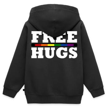 Free Hugs - Sweat Premium à capuche zippé enfant bio - noir - Dos - AI Model Kid Male (0cm)
