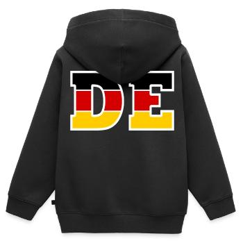 Deutschland - Kinder Premium Organic Zip Hoodie - Schwarz - Hinten - AI Model Kid Male (0cm)
