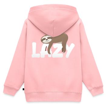Faules Faultier - Kinder Premium Organic Zip Hoodie - Rosa - Hinten - AI Model Kid Female (0cm)
