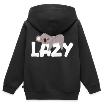 Koala paresseux - Sweat Premium à capuche zippé enfant bio - noir - Dos - AI Model Kid Male (0cm)