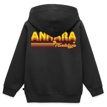 Ankara, Urlaubsdesign der türkischen Hauptstadt - Kinder Premium Organic Zip Hoodie - Schwarz - Hinten - AI Model Kid Male (0cm)