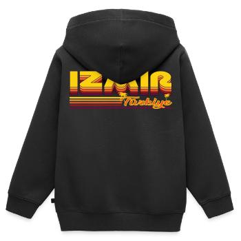 Izmir, sommerliches Design der türkischen Stadt - Kinder Premium Organic Zip Hoodie - Schwarz - Hinten - AI Model Kid Male (0cm)