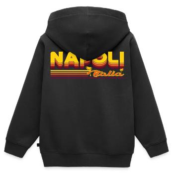 Naples, design estival cool de Naples - Sweat Premium à capuche zippé enfant bio - noir - Dos - AI Model Kid Male (0cm)