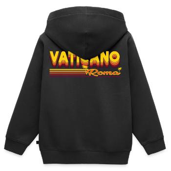 Vaticano, les designers estivaux du Vatican - Sweat Premium à capuche zippé enfant bio - noir - Dos - AI Model Kid Male (0cm)