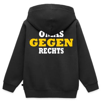 Omas gegen rechts - Kinder Premium Organic Zip Hoodie - Schwarz - Hinten - AI Model Kid Male (0cm)