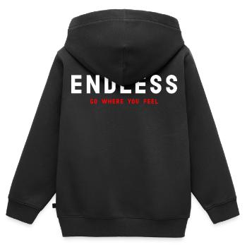 ENDLESS - Kids Premium Organic Zip-up Hoodie - black - Back - AI Model Kid Male (0cm)