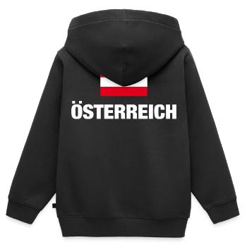 Austria, Austrian Flag, Austria Gift - Kids Premium Organic Zip-up Hoodie - black - Back - AI Model Kid Male (0cm)