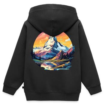 Matterhorn Wandern Zermatt Andenken Souvenir - Kinder Premium Organic Zip Hoodie - Schwarz - Hinten - AI Model Kid Male (0cm)