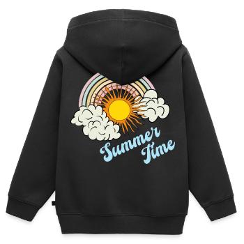 Heure d’été - Soleil d’été Arc-en-ciel Nuages Rétro - Sweat Premium à capuche zippé enfant bio - noir - Dos - AI Model Kid Male (0cm)