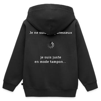 Je ne suis pas paresseux, je suis en mode tampon. - Sweat Premium à capuche zippé enfant bio - noir - Dos - AI Model Kid Male (0cm)