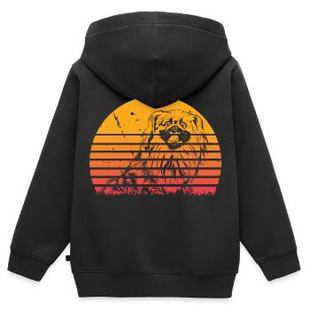 Beijing Dogs Sun Silhouette Vintage - Kids Premium Organic Zip-up Hoodie - black - Back - AI Model Kid Male (0cm)